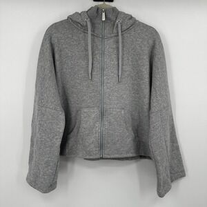 Calvin Klein Performance Grey Cropped Zip Up Hoodie Athletic Athleisure Womens L